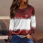 Christmas 3D Santa Claus Print Long Sleeve T-Shirt for Women – Festive Round Neck Top