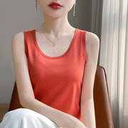 Mercerized Cotton Sleeveless Vest Top for Women – Soft Slim Fit Office Casual Cami