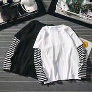 Y2K Harajuku Fake Two-Piece Long Sleeve Top – Loose Fit Unisex
