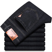 Men's Straight Fit Stretch Jeans – Slim Business Denim Trousers
