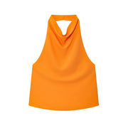 Halter Backless Satin Camisole Top for Women – Sexy Off-Shoulder Summer Beach