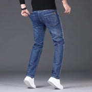 Men's Straight Fit Stretch Jeans – Slim Business Denim Trousers