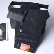 Men's Straight Fit Stretch Jeans – Slim Business Denim Trousers