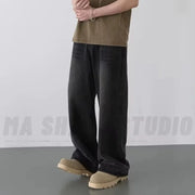 Men's Loose Wide Leg Jeans – Retro Washed Denim Trousers