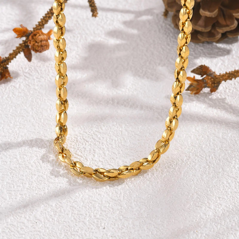 Elegant Handmade Chain Necklace for Women – Gold Stainless Steel 5mm