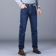 Men's Straight Fit Stretch Jeans – Slim Business Denim Trousers
