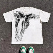 Y2K Gothic Print Oversized T-Shirt for Women – High Street Round Neck Cotton Top
