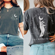Witchy Feminist Graphic Tee for Women – Boho Celestial Short Sleeve Top