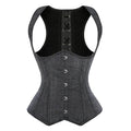 Grey Denim Underbust Corset Top Waist Cincher Bustier Vest Top with Shoulder Straps Women Body Shaper Plus Size