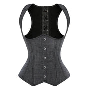 Women's Denim Underbust Corset Top | Waist Cincher Bustier with Shoulder Straps | Plus Size S–6XL