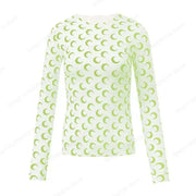 Moon Graphic Long Sleeve T-Shirt for Women – Y2K Grunge Korean Slim Tee