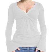 Slim Fit V-Neck Long Sleeve Top for Women – Bodycon & Soft Stretch
