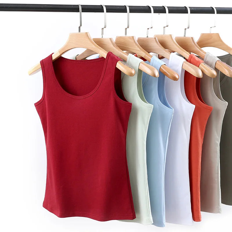Mercerized Cotton Sleeveless Vest Top for Women – Soft Slim Fit Office Casual Cami