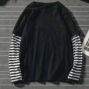 Y2K Harajuku Fake Two-Piece Long Sleeve Top – Loose Fit Unisex