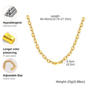 Elegant Handmade Chain Necklace for Women – Gold Stainless Steel 5mm