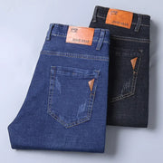 Men's Straight Fit Stretch Jeans – Slim Business Denim Trousers