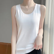 Mercerized Cotton Sleeveless Vest Top for Women – Soft Slim Fit Office Casual Cami